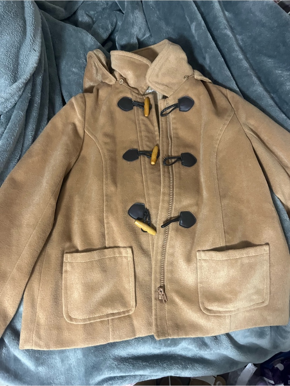 Biscuit/choco girl tan duffle coat - Picture 1 of 6